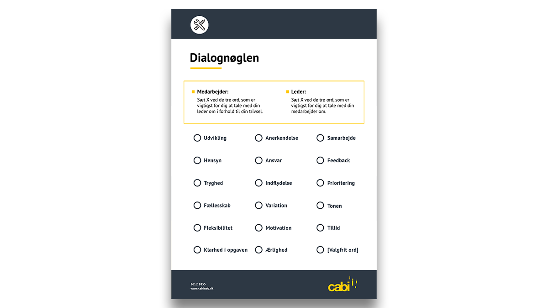 Forhåndsvisning af dialognøglen